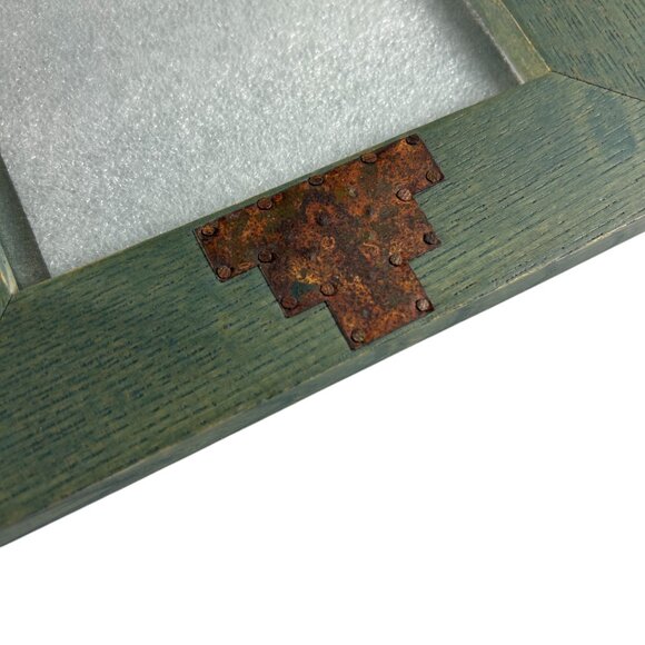 Square Southwestern Wood Metal Tabletop Picture Frame Green 4.5" X 4.5" Photo - Picture 4 of 6